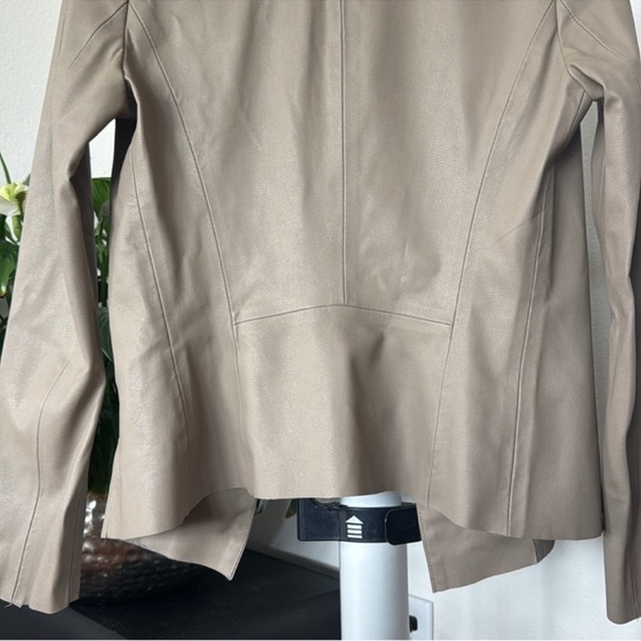 Zara Faux leather Open Front Jacket Sz S Gray Taupe - Picture 8 of 9